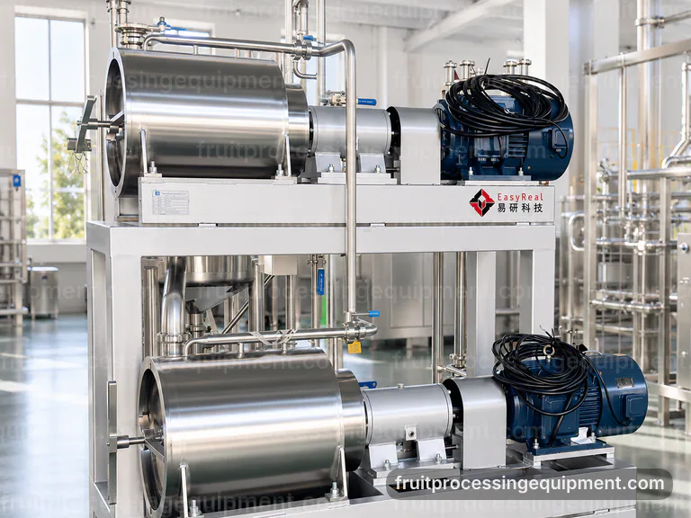 industrial fruit processing equipment set, hygienic design: unit operation matching connection view