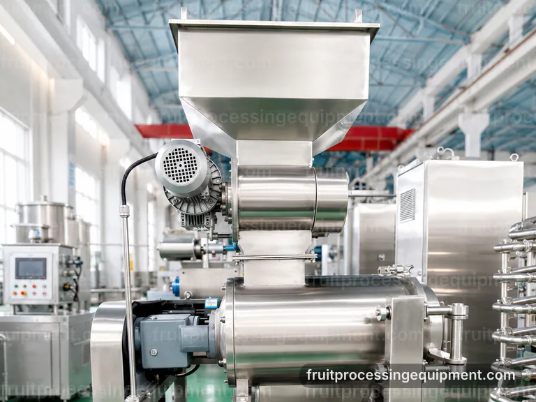 industrial fruit processing equipment set, process sequence: modular fruit process machines connection view